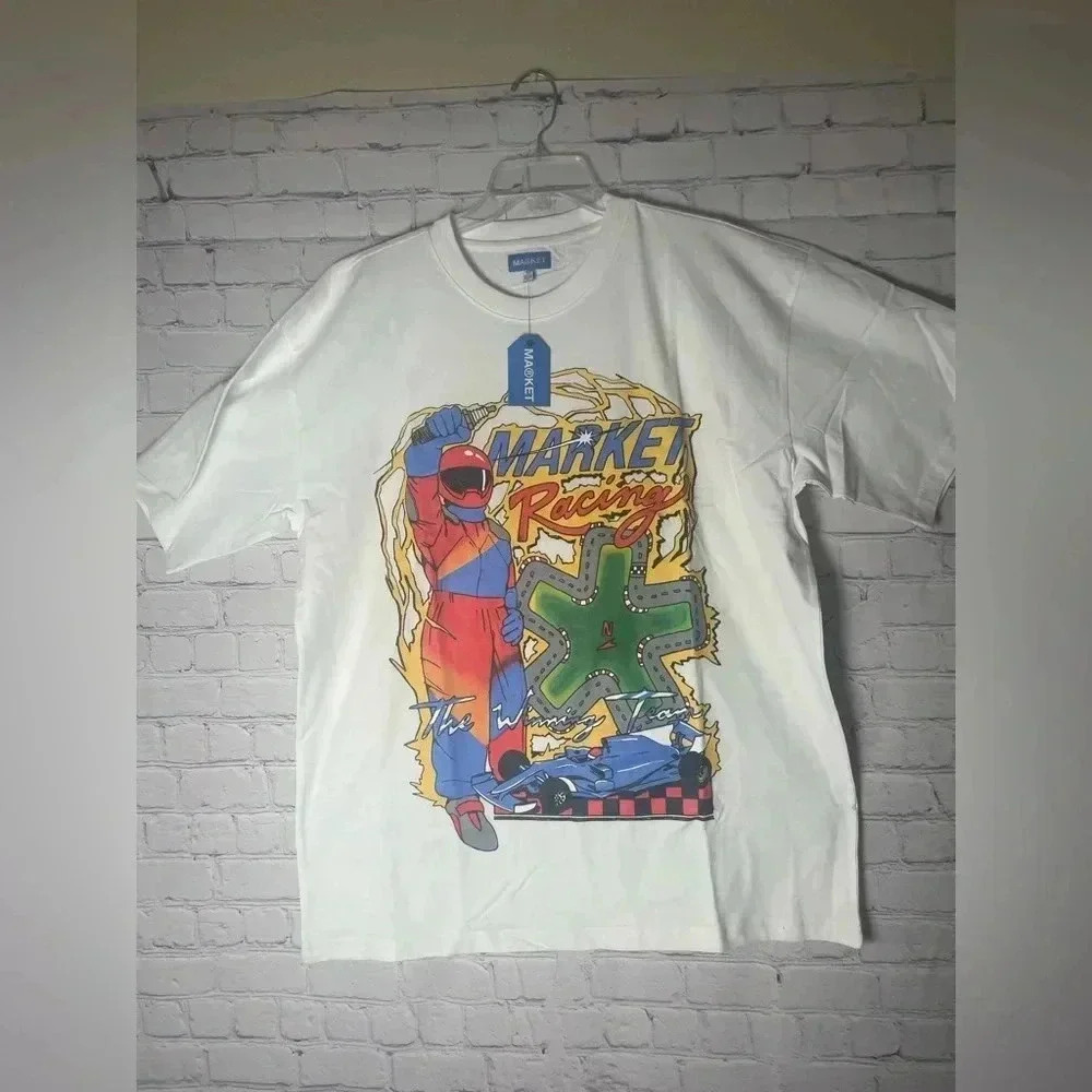 MARKET STUDIOS RACING CIRCUIT Crew Neck Short Sleeve T-SHIRT Mens Size XL NWT